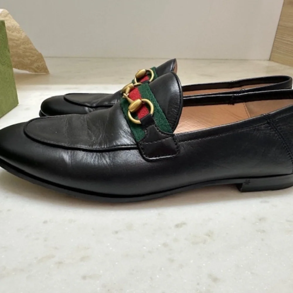 Gucci Brixton Leather Web Horsebit Loafers AUTHENTIC Perfect! 37.5 - Picture 12 of 16